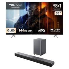 Combo Smart TV TCL 55 QLED 4K P8K WiFi Bluetooth 144Hz 55P8K e Soundbar TCL Subwoofer 2.1 S55H