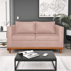 Sofá 2 Lugares 140cm Suede Esper Rosa Rosê - Maranata Estofados