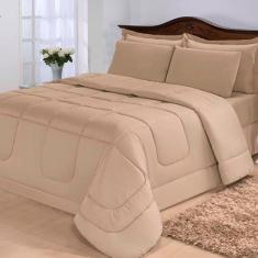 Kit Edredom Confort Casa Dona Dupla Face Casal Queen 6 Pçs com Lençol