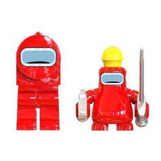 Boneco Minifigure Blocos De Montar Among Us Red