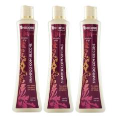 Kit 3 Shampoo Com Silicone Midori 500ml Profissional Sem Sal Hidratant