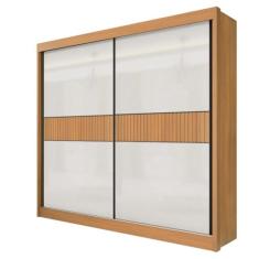 Guarda Roupa 2 portas Ripado Mdf Cinamomo e Off white