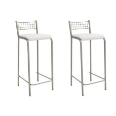 Banqueta Genova 740mm Nickel Par Nickel/Branco