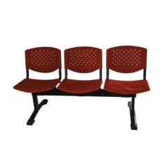 Cadeira em longarina 3 lugares Linha Polipropileno Atenas Vermelho - D