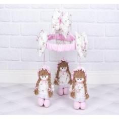 Mobile bebe arco boneca vestido com lese para berço - CKD CONFECÇÕES, 