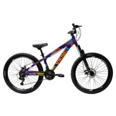 Bicicleta Aro 26 Bike Vikingx Freeride Freio a Disco , Roxo, Amare, TU
