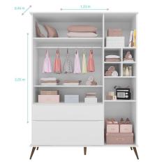 Guarda Roupa Infantil Retrô Alice Branco Acetinado - Phoenix Baby