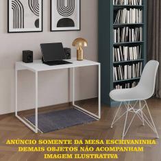 Escrivaninha Industrial Office Branca 90x53 Grécia Base Ferro Branco