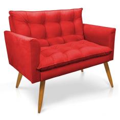 Namoradeira 2 Lugares Olivia Suede Vermelho Pallazio