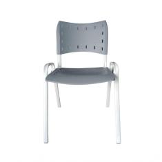 Cadeira Iso para Escola Escritório Comércio Cinza Base Branca
