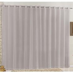 Cortina Rubi 2,00M X 1,70M Cinza Tecido Voal Linho Detalhada Sala Quarto Leve