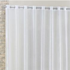 Cortina Rubi 2,00M X 1,70M Branca Tecido Voal Linho Detalhada Sala Quarto Leve