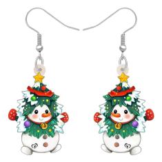Bonsny Brincos de Natal com pingente de acrílico, enfeite de boneco de neve gelado, joias para mulheres, meninas, acessórios para crianças, Acrílico, Sem pedra preciosa