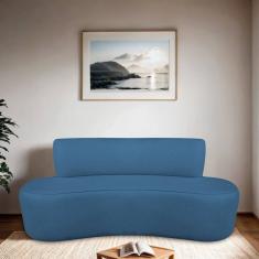 Sofá Orgânico 140cm 2 Lugares Antonela Linho Azul royal