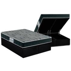 Cama Box Baú King: Colchão Espuma Probel D33 ProDormir Advanced Mega Resistente + Base CRC Suede Black(193x203)