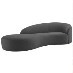 Divã Recamier Orgânico França 160cm Lado Direito Linho Cinza Escuro