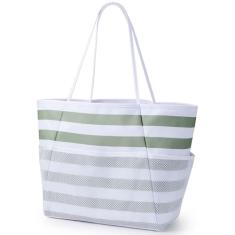 KALIDI Bolsa de praia feminina grande, impermeável, à prova de areia, bolsa de supermercado, casual, Hobo, para praia, piquenique, férias, essenciais