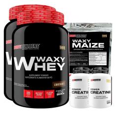 KIT - 2x Whey Protein Waxy Whey 900g + 2x Creatina 100g + Waxy Maize 800g - Bodybuilders-Unissex