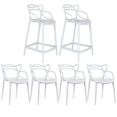 Kit 4 cadeiras + 2 banquetas médias Masters Allegra