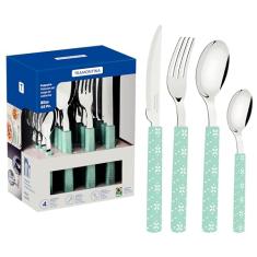 Faqueiro Tramontina Bliss com Lâminas em Aço Inox e Cabos de Polipropileno Menta 16 Peças