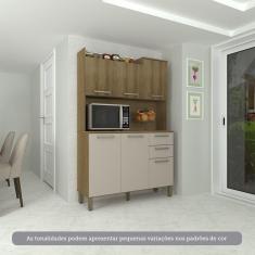 Cozinha Compacta 6 Portas E 2 Gavetas Com Tampo Luciane Móveis Carvalho Avelã Cinnamon