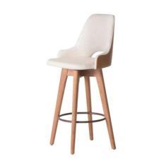 Banqueta Lary Decor Giratória Linha Alta- Frente Linho-Costas Sintétic