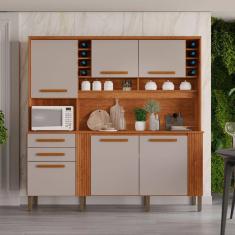 Armário de Cozinha 6 Portas 2 Gavetas Catar Cinamomo/Off-White