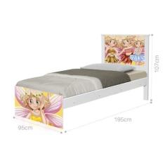 Cama Solteiro Adesivada Fadinhas Coloridas com Colchão - CASA H