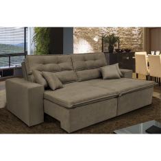 Sofá Cairo 2,02m Retrátil, Reclinável Tecido Suede Castor Cama inBox