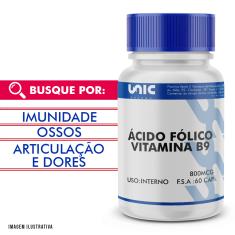 Vitamina B9 (Ácido Fólico) 800mcg 30 Cápsulas