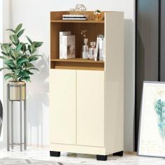 Balcão para Cozinha 2 Portas 1 Nicho Jet Luxo Pérola/Mel