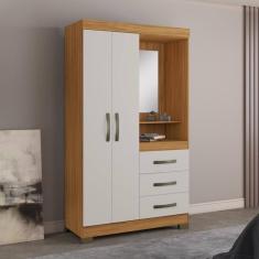 Guarda-roupa Solteiro Espelho 2 Pts 3 Gvts Freijó/off-white