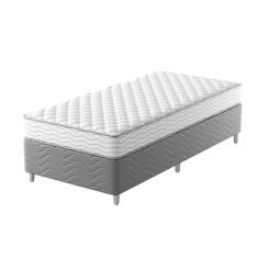 Cama Box com Colchão Solteirão Howie Misto D45 (17x108x198) Branco e Cinza