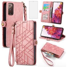 Asuwish Capa de celular para Samsung Galaxy S20 FE 5G 16.5 cm capa carteira com protetor de tela de vidro temperado e suporte para cartão com zíper flip celular S 20 EF UW S20FE5G S20FE 20S S2O Fan