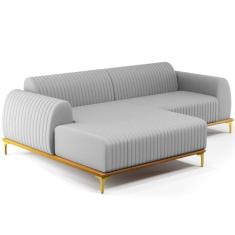 Sofá 4 Lugares com Chaise Esquerdo Sala de Estar Molino 255cm D02 Linho Cinza D-315 - Lyam Decor