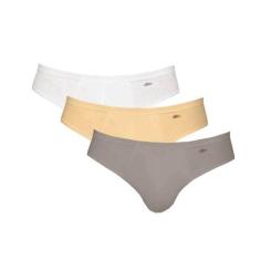 Kit com 3 Cuecas 100% Algodão Zorba 791 Slip, Grafite, Bege, Branco, M