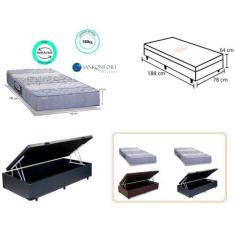 Cama Box Baú Solteiro + Colchão Protege Sankonfort Espuma Ortopédica D