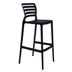 Banqueta para Bar Alta Tramontina Sofia Preta em Polipropileno Empilhável