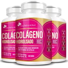 KIT 3X Colágeno Hidrolisado com Vitaminas 60 cápsulas - Flora Nativa