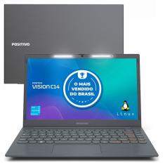 Notebook Positivo Vision C14 Intel® Celeron® Linux 4GB RAM 256GB eMMC 14.1” HD Lumina BAR – Cinza