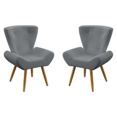 Kit 2 Poltronas Polaris Sued Cinza Aradecor