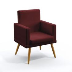 Poltrona Vega Com Rodapé Sued Bordô Aradecor