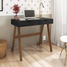 Escrivaninha 2 Gavetas 100% Mdf Iza Espresso Móveis Preto/amê