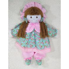 Boneca com chapéu  55cm vestido com estampas variadas, decoração nicho