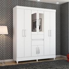 Guarda Roupa Casal 8 Portas Com Espelho Terni Branco