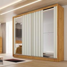 Guarda-Roupa Solteiro Galati 2 Portas 4 Gavetas com Espelho Ripado 100