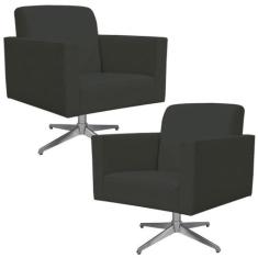 Kit 02 Poltronas Decorativas Base Giratória Para Sala de Estar Helô Su