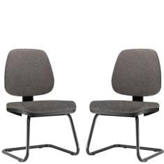 Kit 02 Cadeiras Para Escritório Job Fixa Linho Cinza Escuro - LYAM DEC