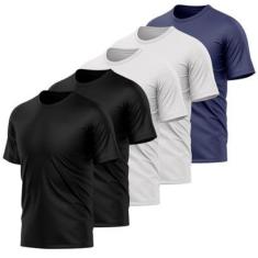 Kit 5 Camisetas Masculina Dry Manga Curta Proteção UV Slim Fit Básica Academia Treino Fitness-Masculino
