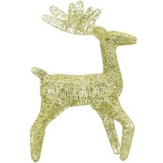 Boneco Enfeite De Natal Natalino Rena Em Arame Glitter 50cm